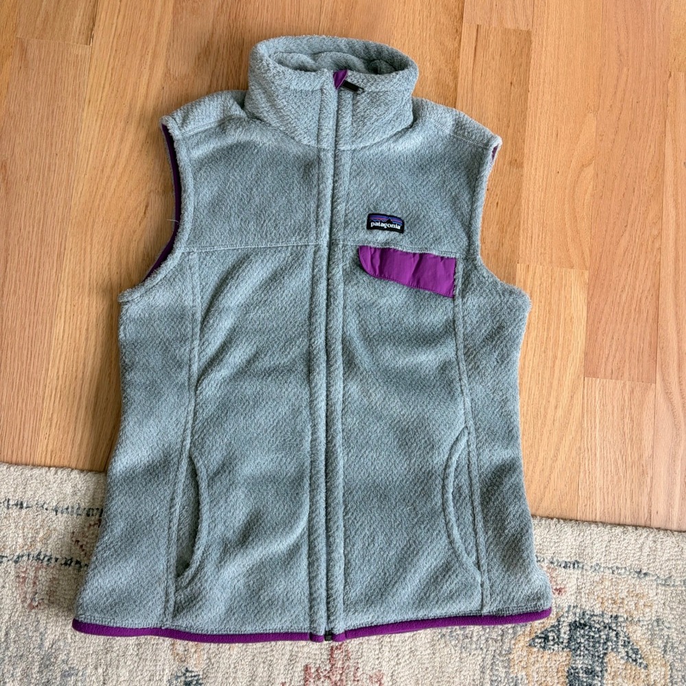 Patagonia Womens Re-Tool Vest Zip Fleece M Gray Purple Gorpcore Hiking Outdoors